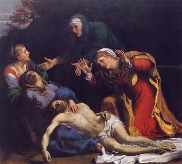 Lamentación de Cristo religioso Annibale Carracci Pinturas al óleo